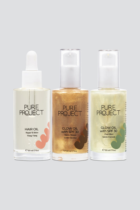 Let the Shine In Işıltı ve Bakım Seti (Çanta Hediye) | Silver Oil & Bronze Oil & Hair Oil 3 x 50ml